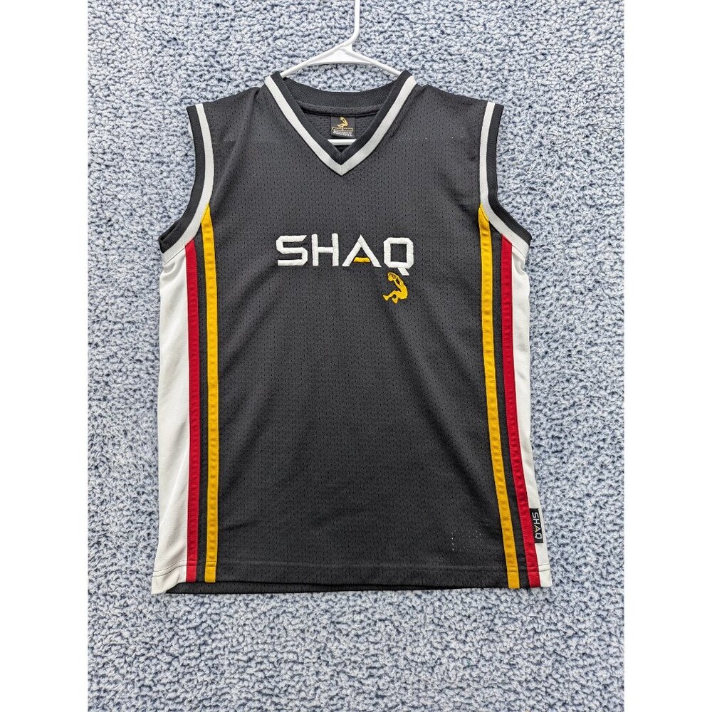 Shaq Basketball Jersey Boys LG Mesh Tank Top Athletic Sports Striped Youth Black